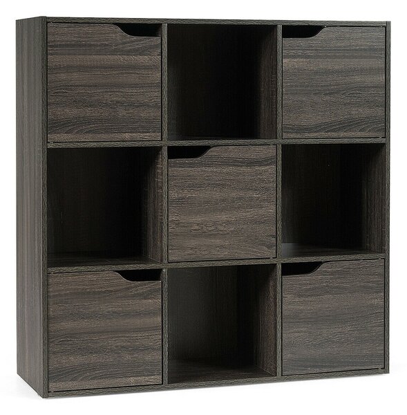 Grey Wooden 9 Cube Bookcase / Shelving / Display Unit
