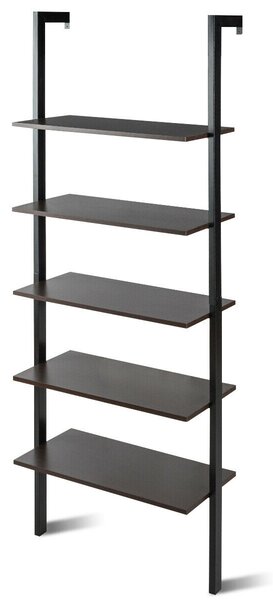 Industrial Styled Wall Mounted 5-Tier Ladder Shelf-Black