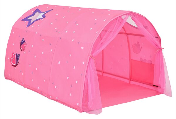 Kid's Bed Portable Pop Up Playhouse with Mosquito Net-Pink
