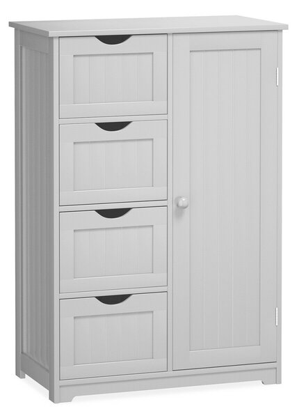 Freestanding Storage Cupboard with Adjustable Shelf and Drawers-Grey