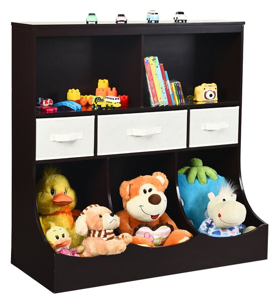 Costway Wooden Children's Storage Cabinet-Brown