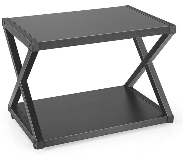 2-Tier Wooden X-Shaped Desktop / Printer Stand-Black