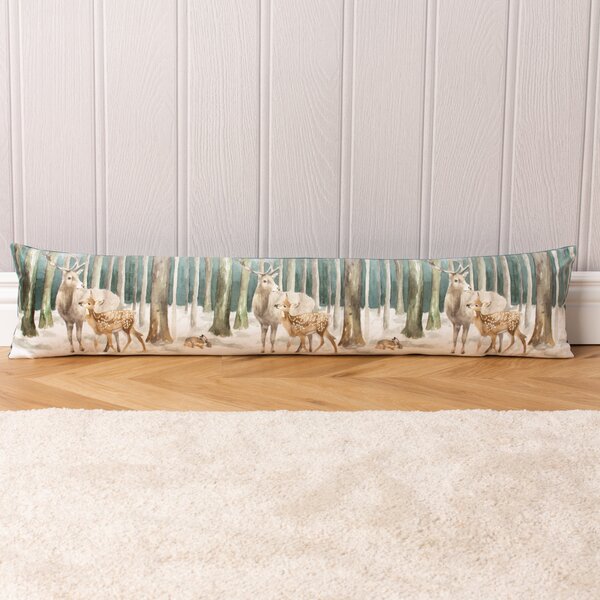 Stag Scene Teal Draught Excluder Blue/Brown