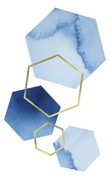 Illustration Blue geometric, Sisi & Seb, (26.7 x 40 cm)