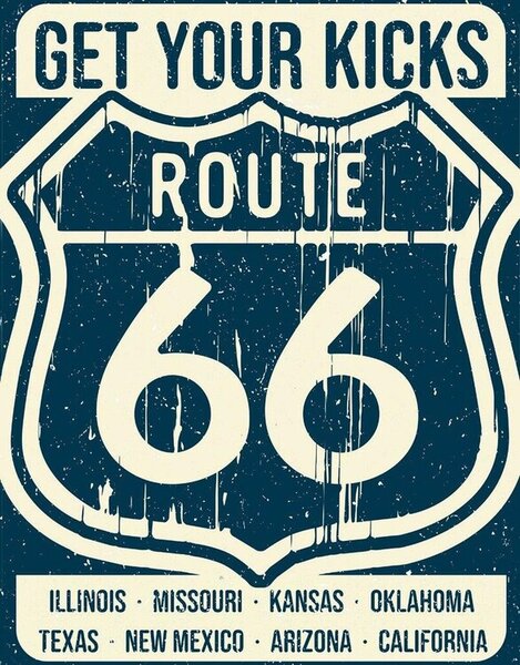 Metal sign Route 66 - States, ( x cm)