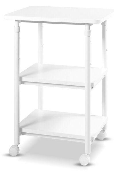 3 Tier Height Adjustable Printer Stand / Wheeled Occasional Table-White