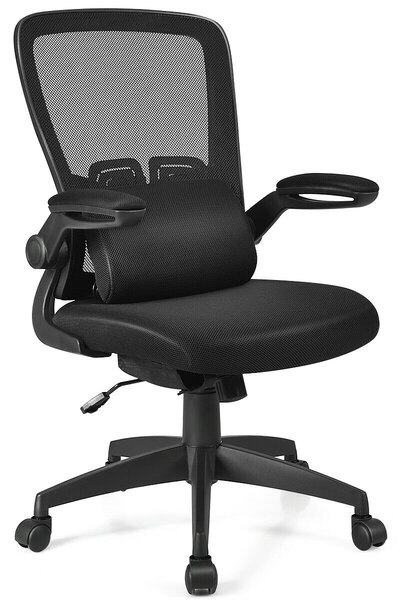 Lightweight Mesh Office Chair with Lumbar Support and Adjustable Backrest-Black