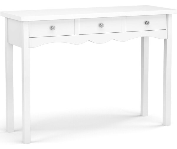 3-Drawer Console Table with Large Storage Space and Anti-Toppling Strap-White