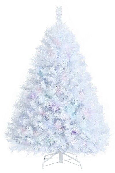 Costway 150 Cm White Artificial Christmas Tree with Iridescent Branch Tips