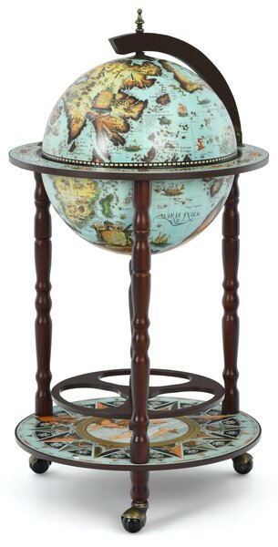 Retro Globe Drinks Cabinet With Map Patterns on Wheels