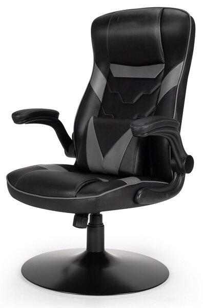 Ergonomic Swivel Gaming Racing Chair Leather-Grey