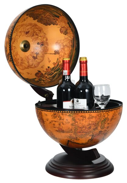 Tabletop Retro Globe Bar with Map Patterns-Coffee