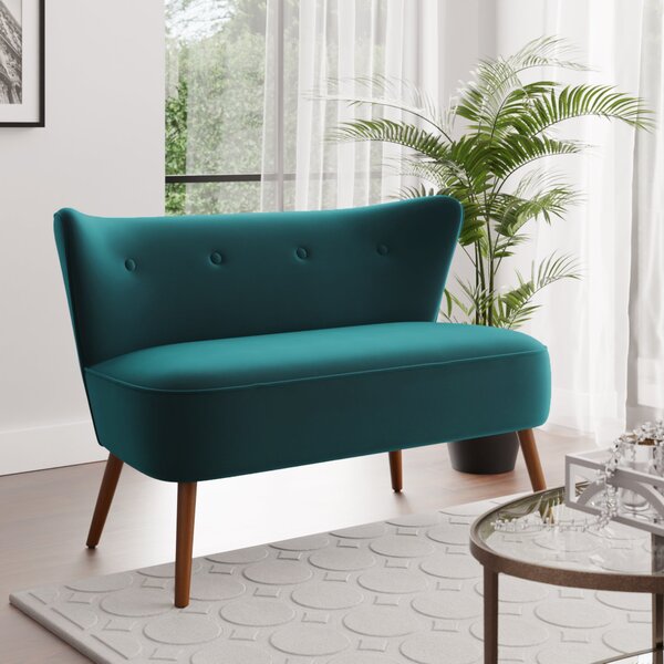 Eliza Velvet 2 Seater Small Sofa Teal (Green)