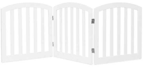 3-Panel Wooden Dog Gate with Freestanding Folding Design-White