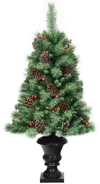 4FT Snow Flocked Artificial Christmas Tree with Red Berries