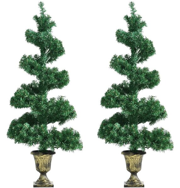 Pre-Lit Artificial Christmas Tree with LED Lights and Retro Urn Base