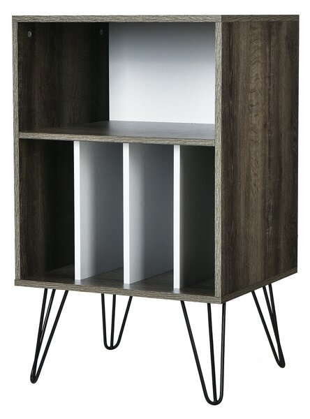 Modern Display Bookshelf with 5 Compartments and Metal Legs-Brown