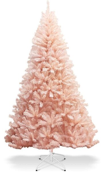 Pink Artificial Christmas Tree with Folding Metal Stand-6FT