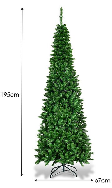 Artificial Pencil Christmas Tree with LED Lights in 3 Sizes-6.5FT