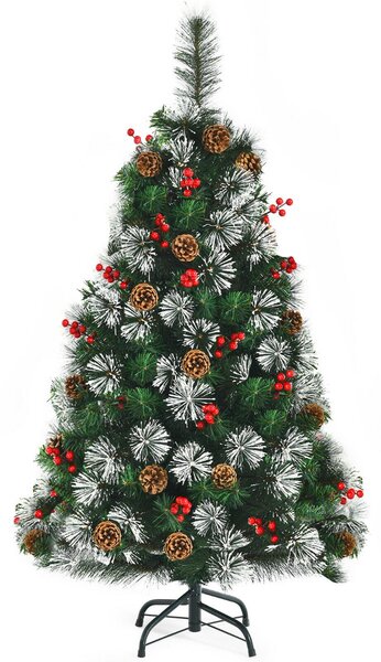 4FT Snowy Christmas Tree with Pine Cones and Berry Cluster