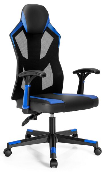 Racing Style Gaming Chair with Adjustable Back Height-Blue