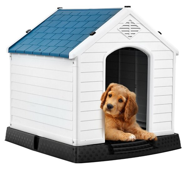 Plastic Pet House with Air Vents and Elevated Floor-M