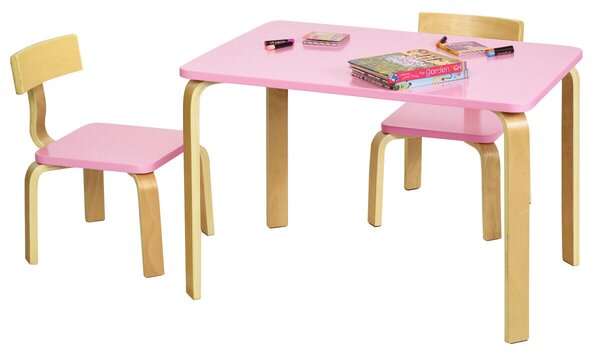 3-Piece Children's Table and Chair Set-Pink