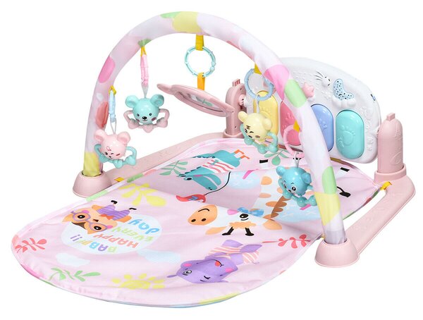 Costway Baby Play Mat with Lights and Music for Newborn-Pink