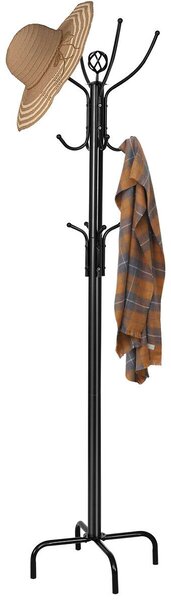 Costway Modern Freestanding Metal Coat Stand with 12 Hooks for Bedroom Entryway-4-Leg Base
