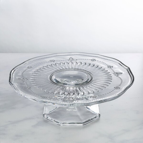 Vintage Pressed Glass Cake Stand Clear
