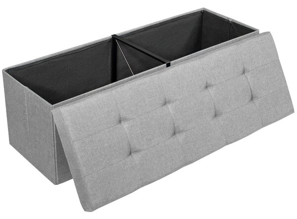 Folding Storage Ottoman Bench with Lid for Hallway-Silver