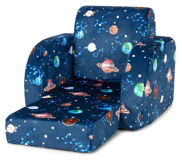 3 in 1 Children's Armchair with Velvet Fabric for 0-4 Years Toddler-Blue