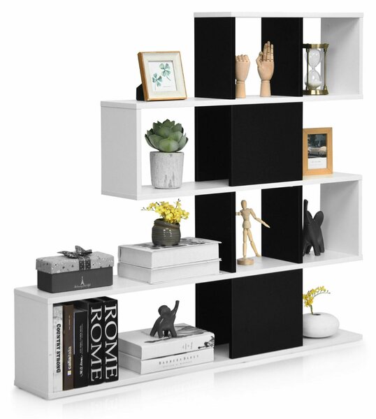 5-Tier Display and Storage Bookshelf for Home and Office-Black and White