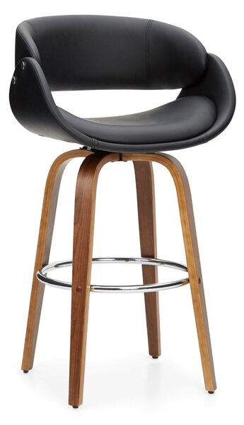 Torcello Bar Height Stool, Faux Leather Black