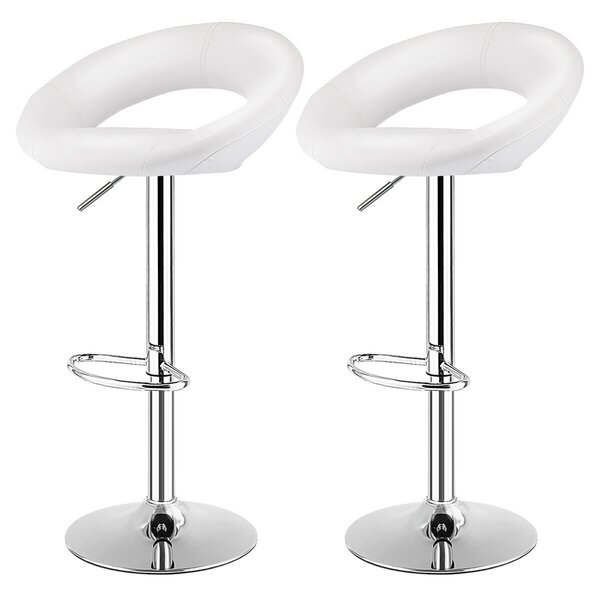 Set of 2 Modern Height Stool with PU Leather for Kitchen Bar and Dining -White