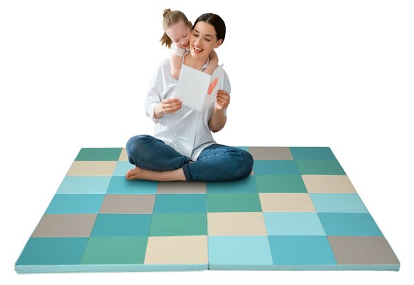 4 Pieces Folding Baby Play Mat with Waterproof Surface-Morandi