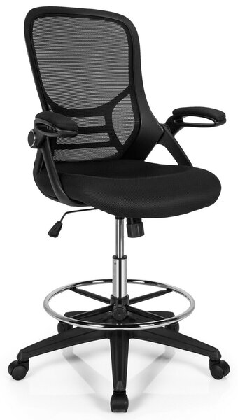 Mesh Drafting Chair with Flip-up Armrests and Mid-Back Padded