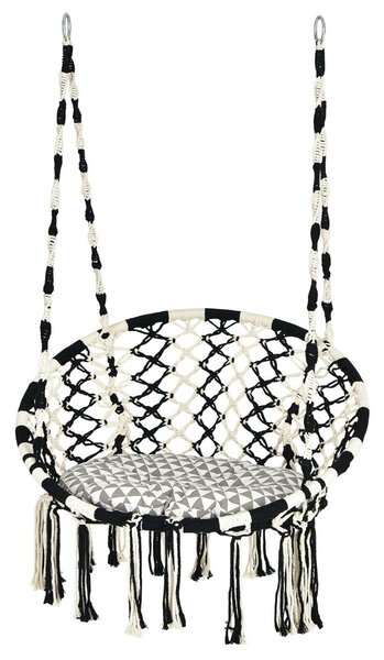 Cotton Weave Relax Hammock Chair with Soft Cushion and Fringes