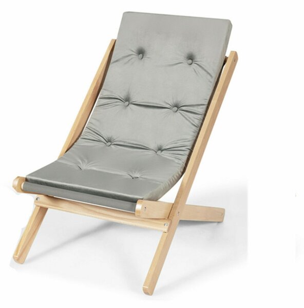 Adjustable Foldable Beach Lounging Chair with Cushion-Grey