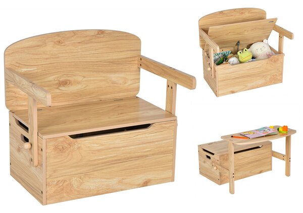 Costway 3-in-1 Kids Table and Chair Set with Toy Storage Box-Natural