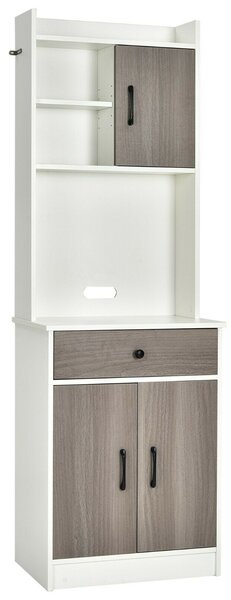 Kitchen Buffet Hutch with Cable Hole and Adjustable Shelves-White