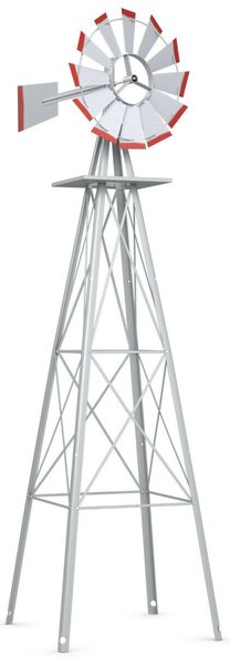 8FT Metal Windmill as Weather Vane and Decoration for Outdoor-Grey