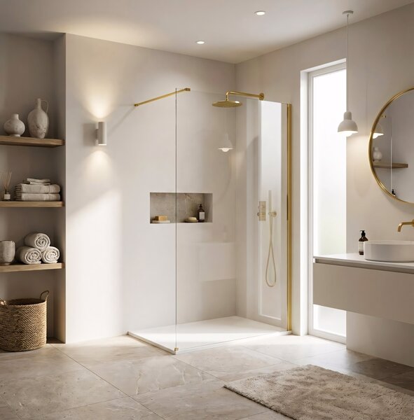 Shower screen Rea Flexi Transparent / Gold 70