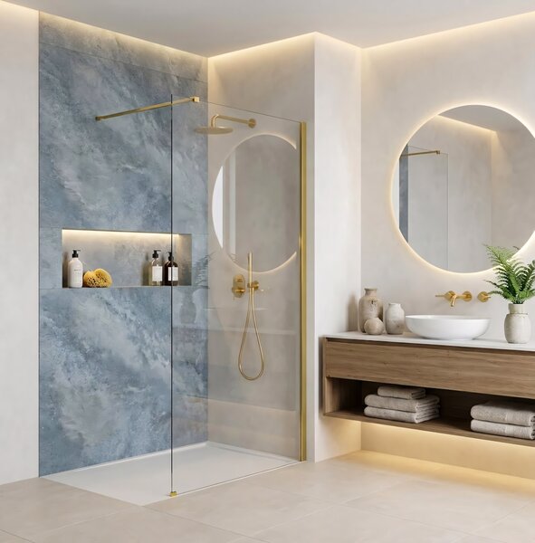 Shower screen Rea Flexi Transparent / Gold 70