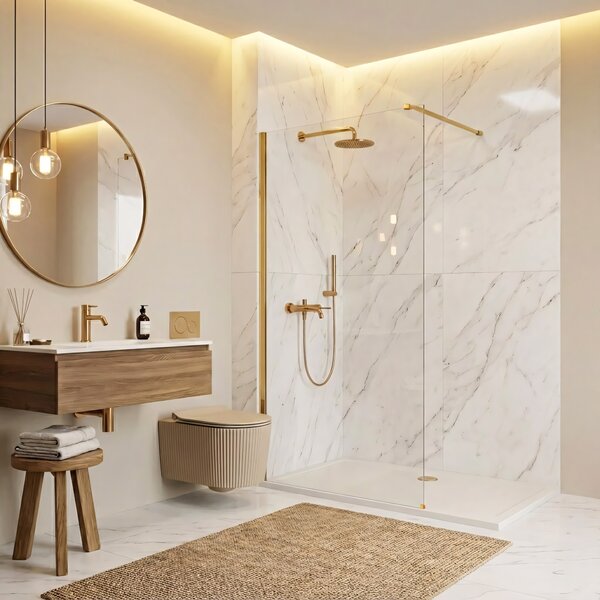 Shower screen Rea Flexi Transparent / Gold 70