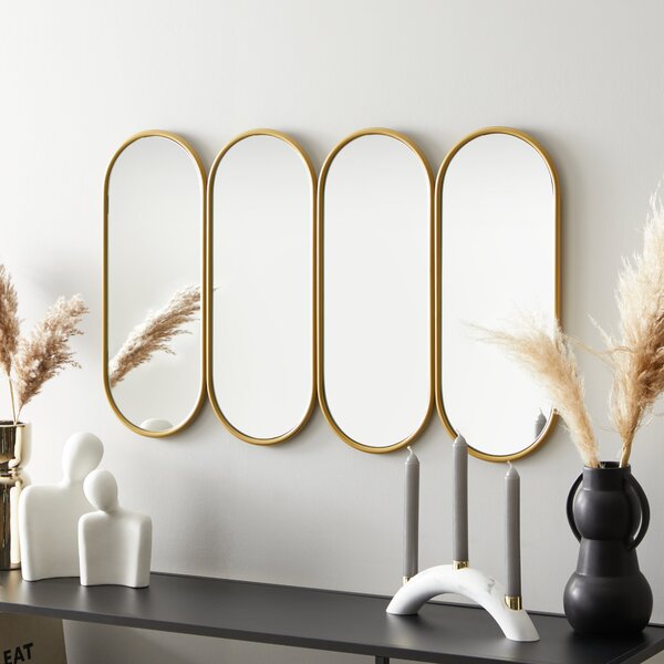 Lozenge Wall Mirror, 80x49cm Gold Effect