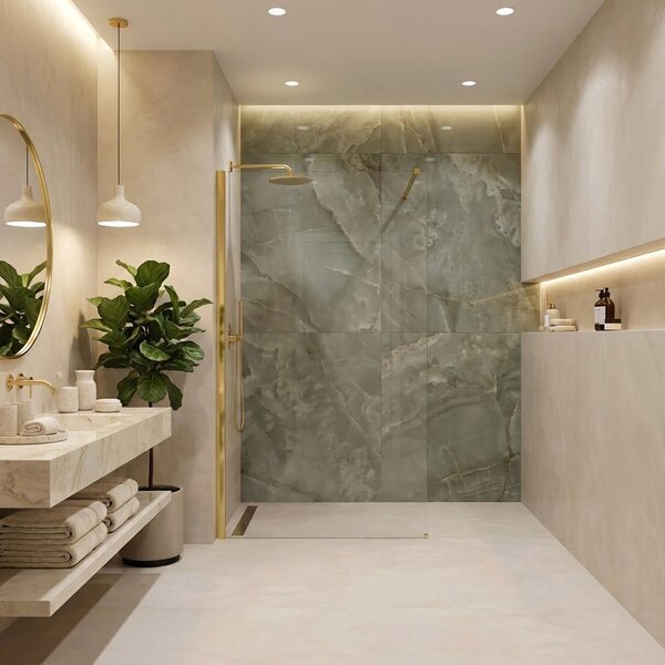 Shower screen Rea Flexi Transparent / Gold 100