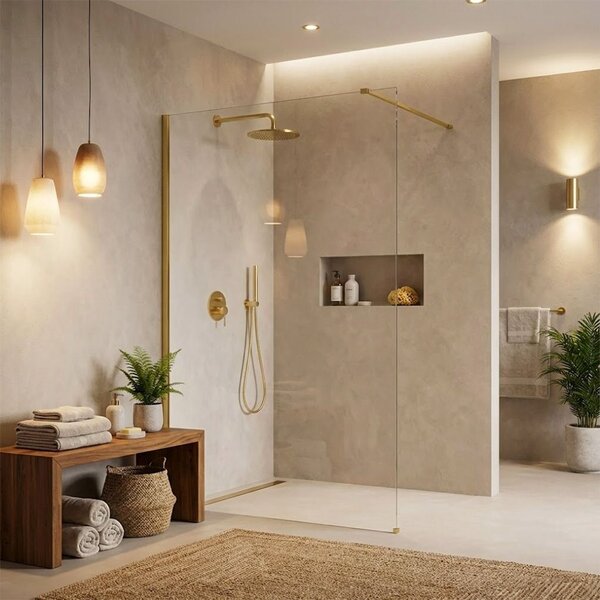Shower screen Rea Flexi Transparent / Gold 100