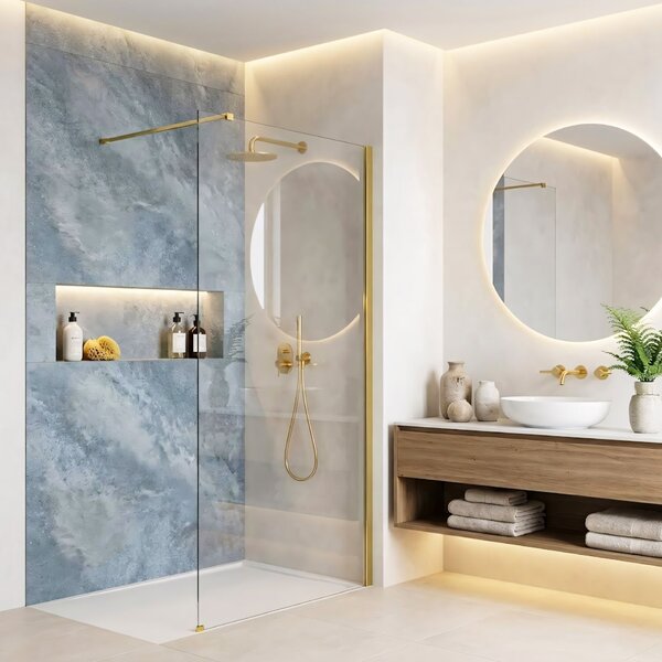 Shower screen Rea Flexi Transparent / Gold 130