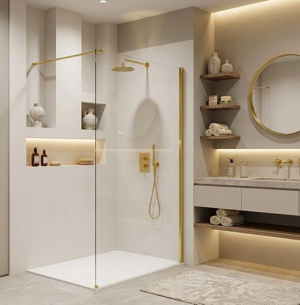 Shower screen Rea Flexi Transparent / Gold 130